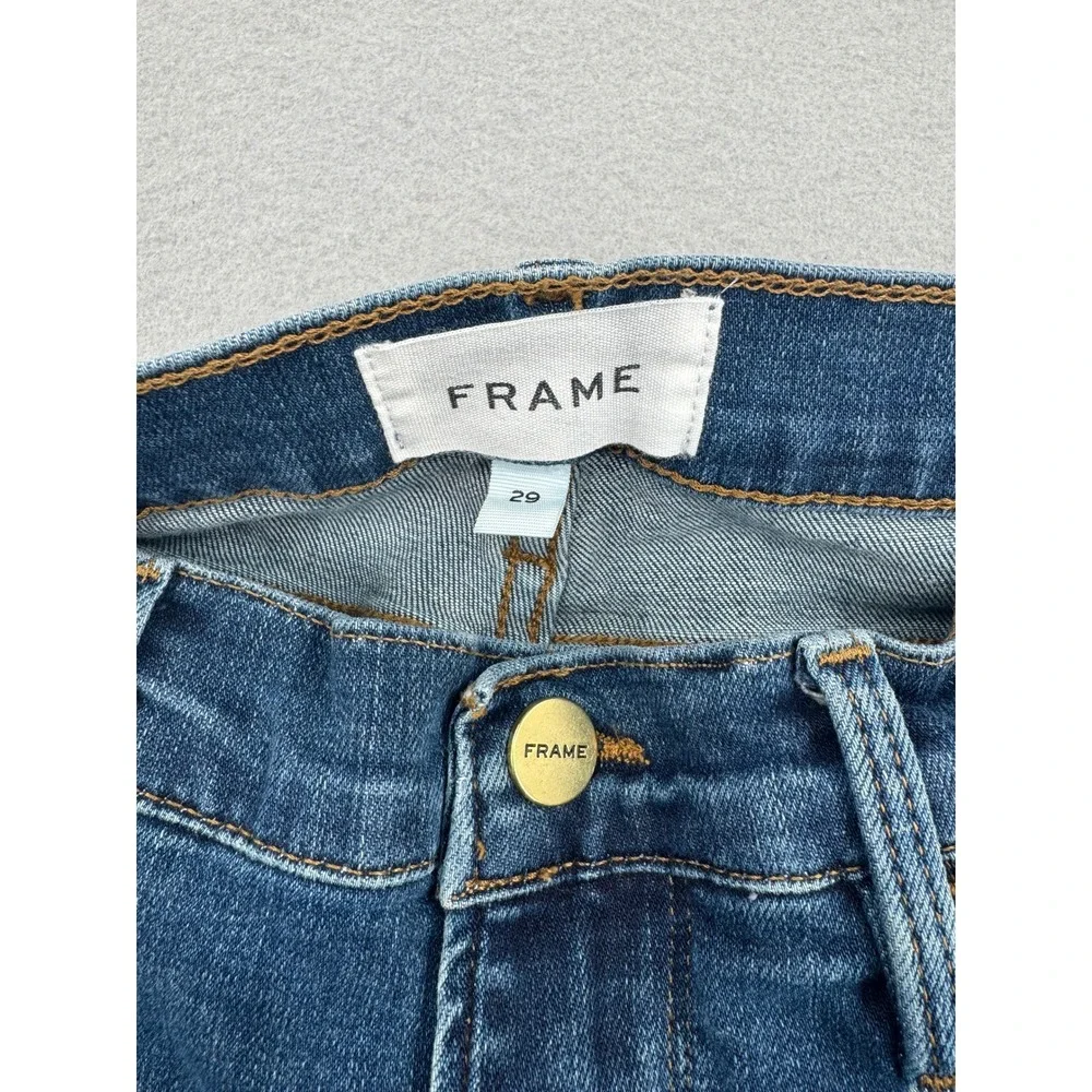 FRAME Le Garcon Slim Boyfriend Jeans Womens 29 (31x29) Azure Blue Distressed